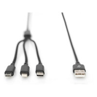 DIGITUS LAK 3in1 USBA+Lightning+MicroUSB->USBC 1m schwarz