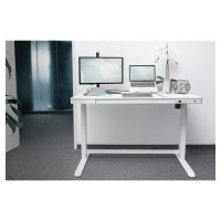 Schreibtisch elektrisch höhenverstellbar mit Schublade und USB-Ladestation 1200x600x120mm 50KG DIGITUS White