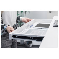 Schreibtisch elektrisch höhenverstellbar mit Schublade und USB-Ladestation 1200x600x120mm 50KG DIGITUS White