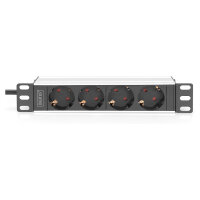 DIGITUS 10" Steckdosenleiste Aluprofil, 4fach Schutzkontakt