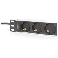 DIGITUS 10" Steckdosenleiste Aluprofil, 4fach Schutzkontakt