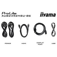 60,5cm/24" (1920x1080) iiyama ProLite XUB2492HSU-B6 FHD IPS 100Hz 0,4ms 16:9 HDMI DP USB Pivot LS Black