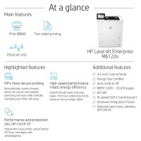 L HP LaserJet Enterprise M612dn S/W-Laserdrucker 71 S./Min. LAN Duplex