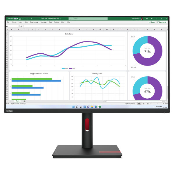 80,0cm/31,5" (2560x1440) Lenovo ThinkVision T32h-30 16:9 WQHD IPS 4ms 60Hz USB-C HDMI 2.0 DisplayPort 1.4 Ethernet USB Kensington