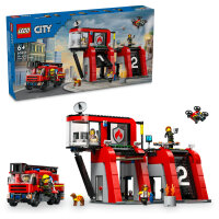 LEGO City Feuerwehrstation mit Drehleiterfahrzeug 60414