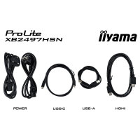 60,5cm/23,8" (1920x1080) iiyama ProLite XB2497HSN-B1 16:9 FHD IPS 1ms 100Hz HDMI DisplayPort USB-C USB LAN VESA Speaker Black