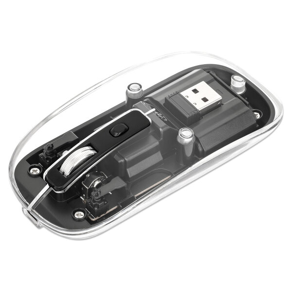 MANHATTAN Funkmaus USB-A 4Tasten RGB LED schwarz transparent