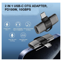 Equip Adapter USB-C->2xUSB-C 10Gbps PD 100W Alu.
