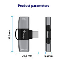 Equip Adapter USB-C->2xUSB-C 10Gbps PD 100W Alu.