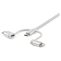 STARTECH.COM USB Lightning Kabel - USB-C Micro-B Laddekabel - 1m - geflochten - Silber - USB auf Lightning Kabel - USB zu USB C