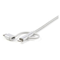 STARTECH.COM USB Lightning Kabel - USB-C Micro-B Laddekabel - 1m - geflochten - Silber - USB auf Lightning Kabel - USB zu USB C
