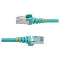 STARTECH.COM 50cm CAT6a Ethernet Cable Aqua Low Smoke Zero Halogen LSZH 10GbE 100W PoE S/FTP Snagless RJ-45 Network Patch Cord