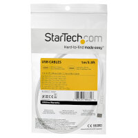 STARTECH.COM RUSB2CC1MW USB-C Kabel 1m hochwertiges USB 2.0 Typ-C Datenbertragungs und Ladekabel St/St Weiss
