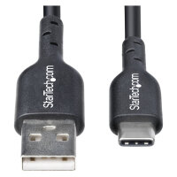 STARTECH.COM 15cm USB-A auf USB-C Ladekabel Laden & Synchronisieren 3A USB 2.0 TPE-Mantel Schwarzes USB Schnellladekabel