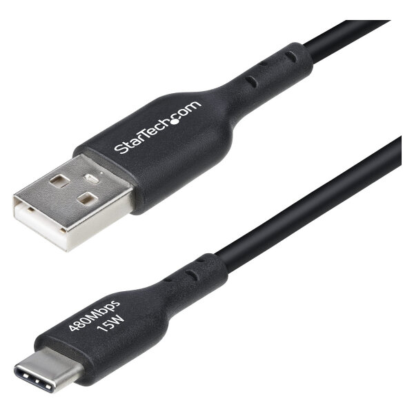 STARTECH.COM 1m USB-A auf USB-C Ladekabel USB-A auf Typ-C Schnellladekabel 3A USB 2.0 Datenubertragung Schwarz