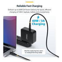 STARTECH.COM 15cm USB-C Ladekabel 60W 3A PD Geflochtenes Nylon-TPE Mantel Robustes USBC Laptop-Handy Ladekabel USB 2.0