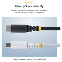 STARTECH.COM 15cm USB-C Ladekabel 60W 3A PD Geflochtenes Nylon-TPE Mantel Robustes USBC Laptop-Handy Ladekabel USB 2.0