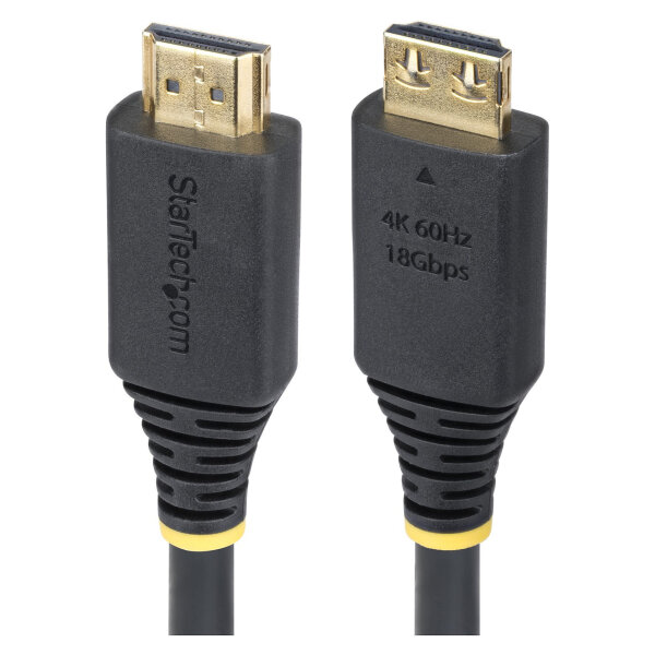STARTECH.COM 50cm High Speed HDMI Kabel mit Griffsteckern 4K 60Hz und 1440p 144Hz 18Gbps UHD HDMI Arc-eArc Kabel mit TPE-Mantel