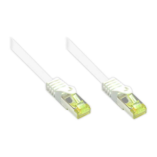 GoodConnections RJ45 Patchkabel mit Cat. 7 Rohkabel und Rastnasenschutz (), S/FTP, PiMF, halogenfrei, 500MHz, OFC, weiß, 5m,