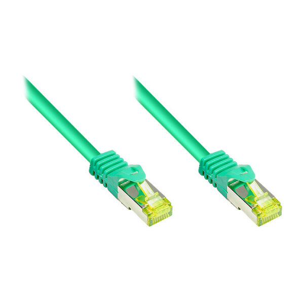GoodConnections RJ45 Patchkabel mit Cat. 7 Rohkabel und Rastnasenschutz (), S/FTP, PiMF, halogenfrei, 500MHz, OFC, grün, 5m,