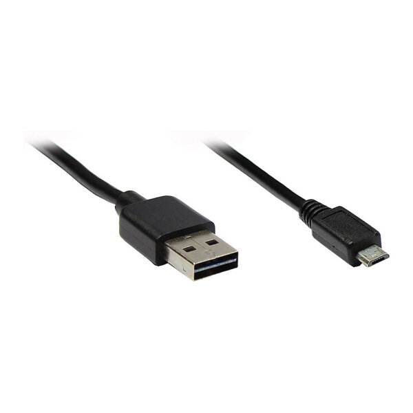 GoodConnections Anschlusskabel USB 2.0 EASY Stecker A an Stecker Micro B, schwarz, 3m,