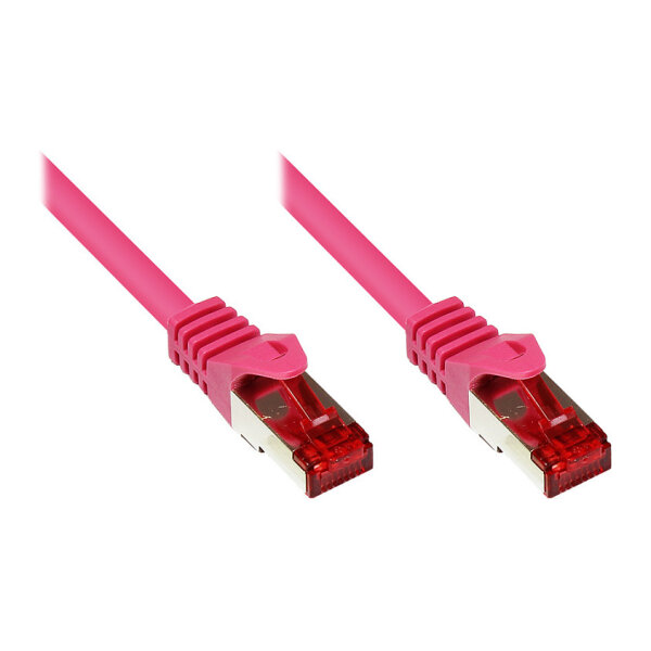 GoodConnections Patchkabel mit Rastnasenschutz, Cat. 6, S/FTP, PiMF, PVC, 250MHz, magenta, 1m,