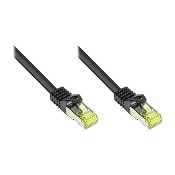 GoodConnections RJ45 Patchkabel mit Cat. 7 Rohkabel und Rastnasenschutz (), S/FTP, PiMF, halogenfrei, 500MHz, OFC, schwarz, 5m,