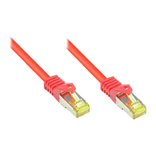 GoodConnections RJ45 Patchkabel mit Cat. 7 Rohkabel und Rastnasenschutz (), S/FTP, PiMF, halogenfrei, 500MHz, OFC, rot, 10m,