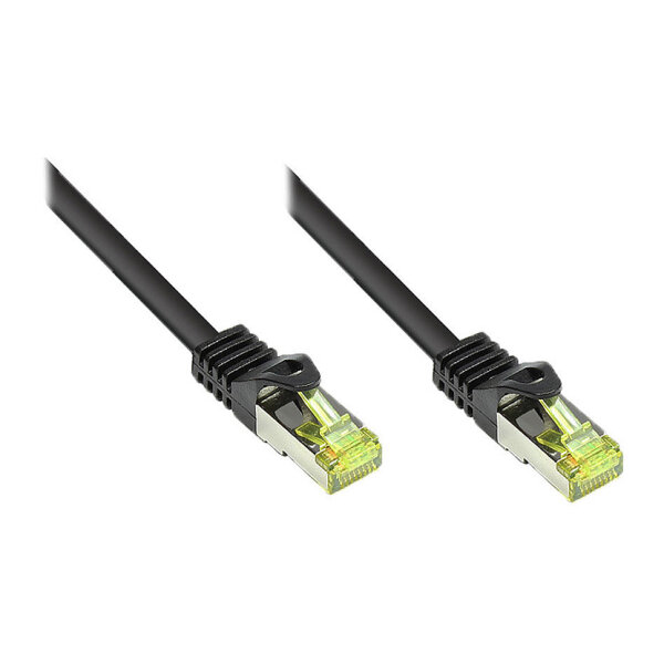 GoodConnections RJ45 Patchkabel mit Cat. 7 Rohkabel und Rastnasenschutz (), S/FTP, PiMF, halogenfrei, 500MHz, OFC, schwarz, 7,5m,