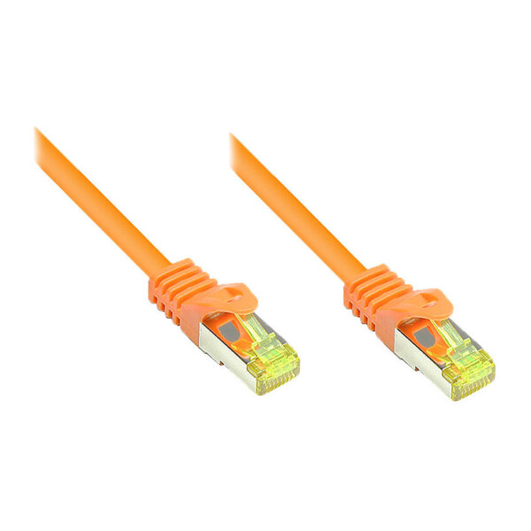 GoodConnections RJ45 Patchkabel mit Cat. 7 Rohkabel und Rastnasenschutz (), S/FTP, PiMF, halogenfrei, 500MHz, OFC, orange, 20m,