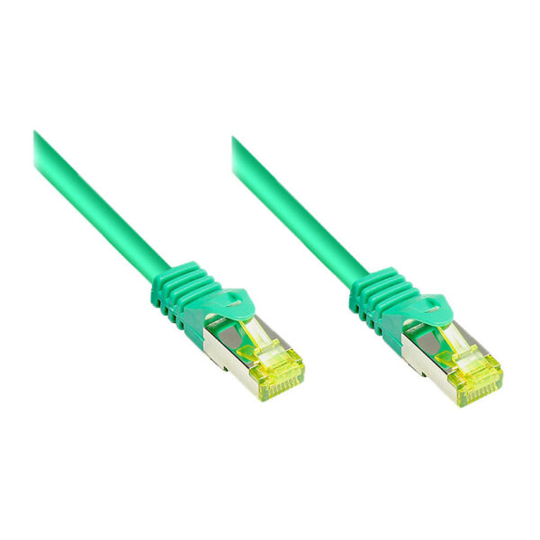 GoodConnections RJ45 Patchkabel mit Cat. 7 Rohkabel und Rastnasenschutz (), S/FTP, PiMF, halogenfrei, 500MHz, OFC, grün, 20m,