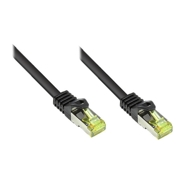 GoodConnections RJ45 Patchkabel mit Cat. 7 Rohkabel und Rastnasenschutz (), S/FTP, PiMF, halogenfrei, 500MHz, OFC, schwarz, 50m,