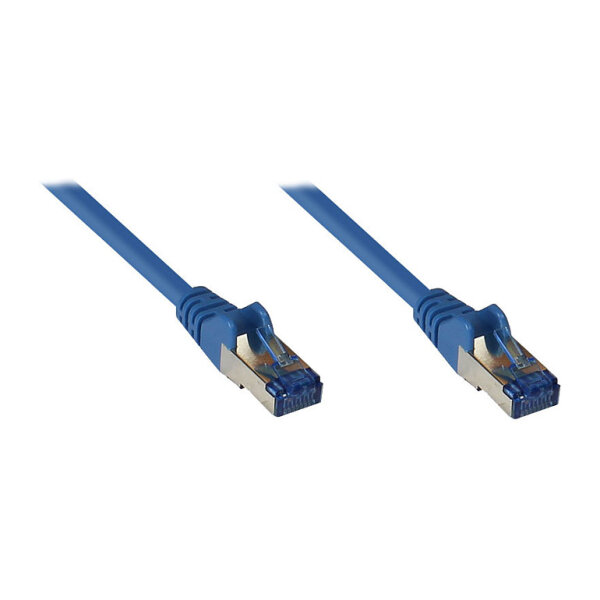 GoodConnections Patchkabel mit Rastnasenschutz, Cat. 6A, S/FTP, PiMF, halogenfrei, 500MHz, blau, 0,5m,
