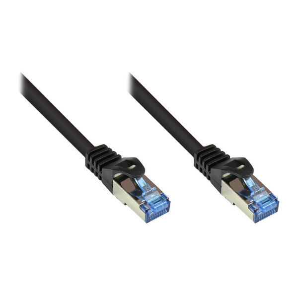 GoodConnections Patchkabel mit Rastnasenschutz, Cat. 6A, S/FTP, PiMF, halogenfrei, 500MHz, schwarz, 2m,