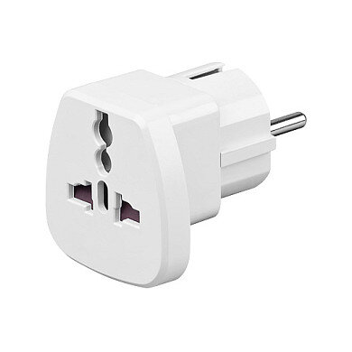 Universal Adapter Buchse an Schutzkontakt-Stecker für UK, Schweiz, Italien, USA, Dänemark,