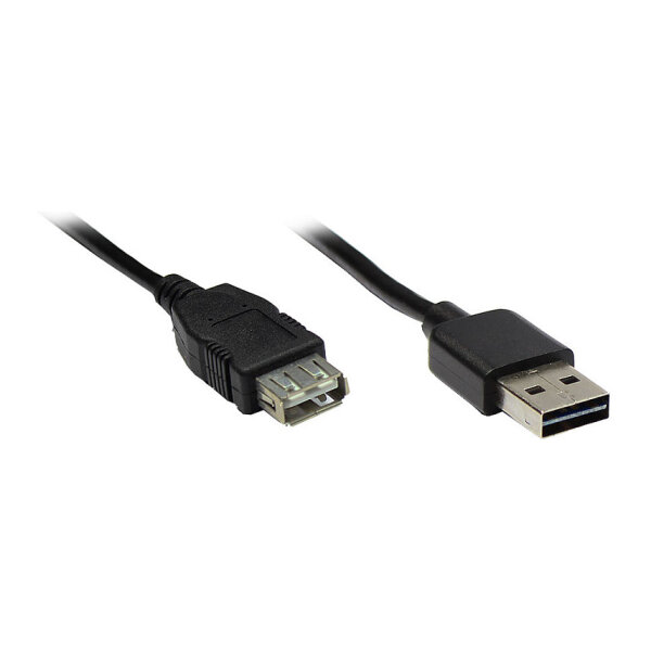 Verlängerungskabel USB 2.0 EASY Stecker A an Buchse A, schwarz, 3m,