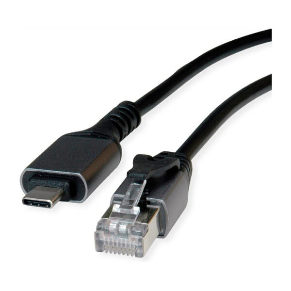 VALUE USB 3.2 Gen 2 Typ C zu Gigabit Ethernet Konverterkabel, schwarz, 2 m