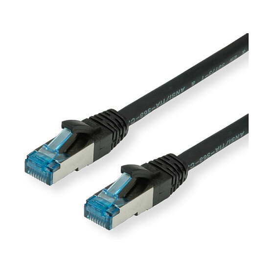 VALUE Patchkabel Kat.6A Class EA S/FTP PiMF LSOH schwarz 1m