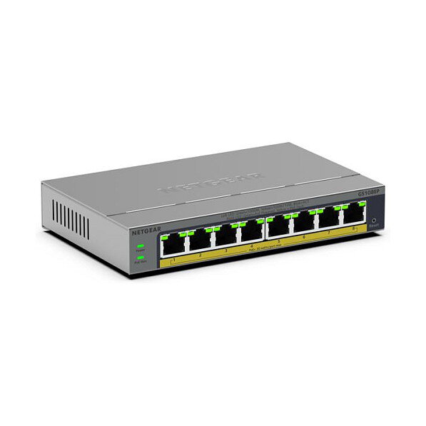 NETGEAR Easy Smart GS108EP - Switch - L3 - Smart - 8 x 10/100/1000 (PoE+) - Desktop, wandmontierbar - PoE+ (62 W)