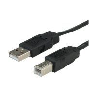 ROLINE USB 2.0 Notebook-Flachkabel, Typ A-B, schwarz, 1,8 m