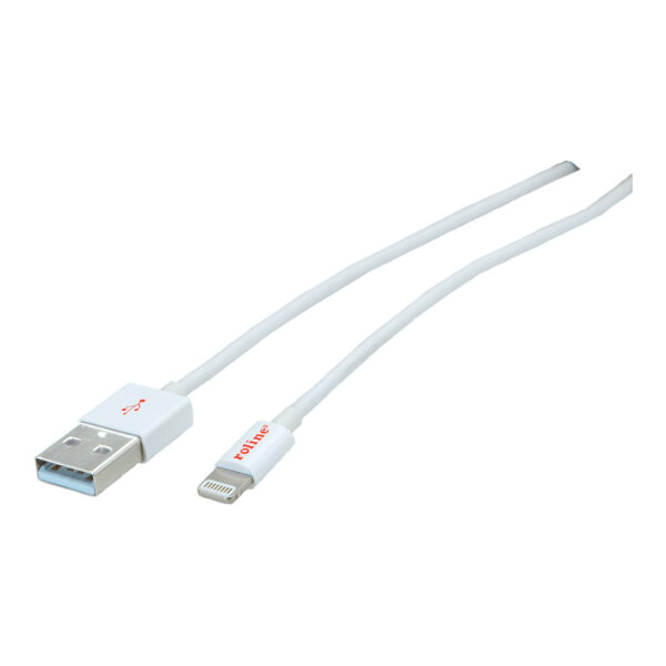 ROLINE USB 2.0 Sync- & Ladekabel mit 8pin-Konnektor, wei, 0,15 m