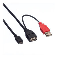 ROLINE USB 2.0 Y-Kabel 2x Typ A ST / BU - Micro B ST 1m