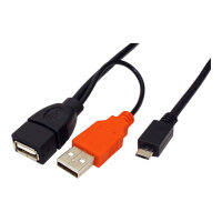 ROLINE USB 2.0 Y-Kabel 2x Typ A ST / BU - Micro B ST 1m