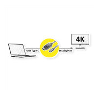 ROLINE USB Typ C - DisplayPort Adapterkabel, v1.2, ST/ST, 1 m