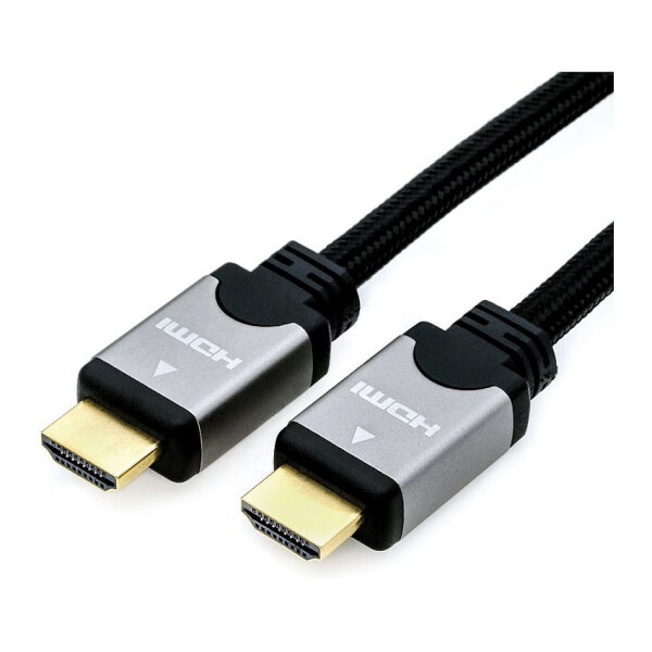 ROLINE HDMI High Speed Kabel mit Ethernet, ST-ST, schwarz / silber, 7,5 m