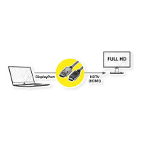 ROLINE RM DisplayPort Kabel DP - HDTV, ST/ST, schwarz, 2 m