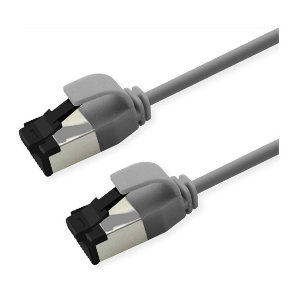 ROLINE S/FTP Patchkabel Kat.8.1, Slim, PoE, grau, 0,3m