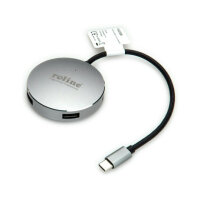 ROLINE USB 3.2 Gen 1 Hub, rund, 4fach, Typ C Anschlusskabel