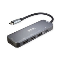 ROLINE USB 3.2 Gen 2 Hub, 4fach, Typ-C-Anschlusskabel