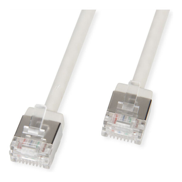 ROLINE U/FTP DataCenter Patchkabel Cat.6A (Class EA), LSOH, slim, extra kurzer Stecker, grau, 1,5 m